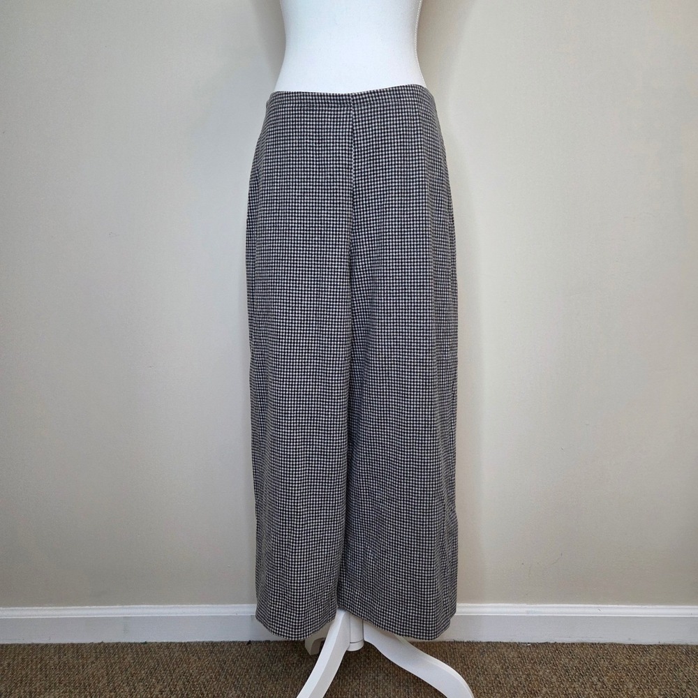 Lilith Black‎ White Wool Blend Wide Leg High Waisted Trousers Pants Womens Large - Picture 2 of 6